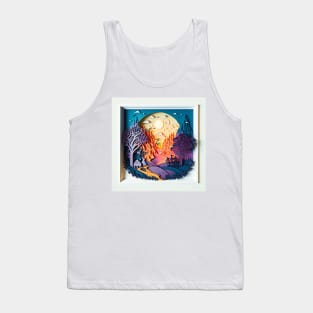 3D Effect Papercut Art - Fairytale Scene Tank Top